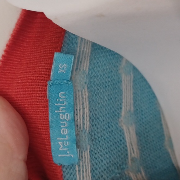 J.Mclaughlin blue & coral cashmere sweater, xs - Picture 4 of 4